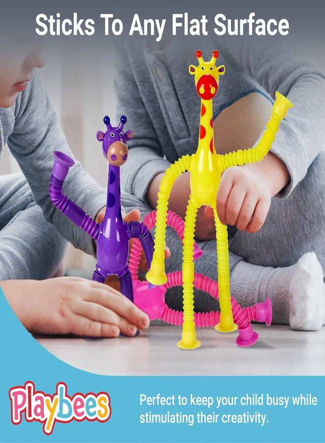 Playbees Telescopic Suction Cup Giraffe Toys for Toddler Restaurant Dinner Table Activities, Stretchy Animal Pop Tubes, Telescopic Sensory Toys for Kids with Autism Anxiety Ages 3 4 5 | 6 Pack - Image 5